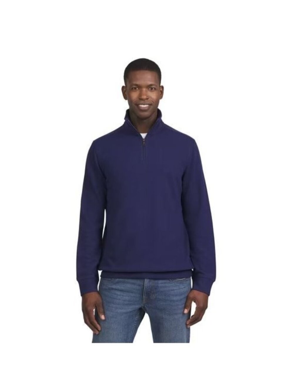Club Room Sweater Mens Size Large Navy 1/4 Zip Mock Neck Pullover Long Sleeves